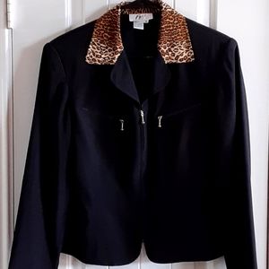 FY2, Silk, Blk & Leopard Short Full Zip Jacket,  Size Medium